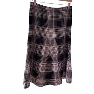 J.Jill Ponte Women's Plaid A-Line Elastic Waist Skirt With Pockets Size S Black